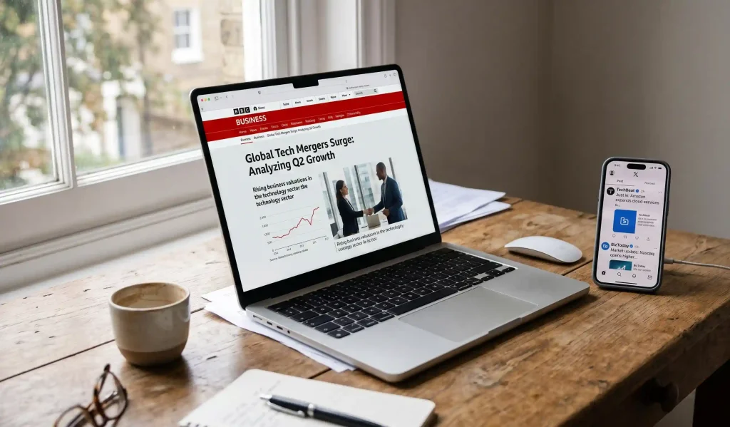 A laptop screen showing how to increase website traffic through PR distribution and social media.